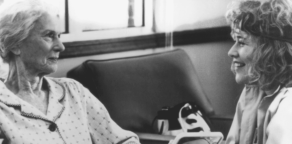 Ninny Threadgoode (Jessica Tandy, L) and Evelyn Couch (Kathy Bates), in "Fried Green Tomatoes." (Universal Pictures)