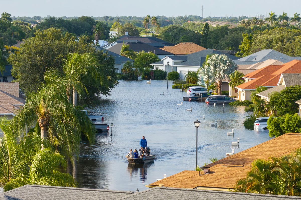 The flood in the aftermath of Hurricane Debby in the Laurel Meadows community in Sarasota, Fla., on Aug. 6, 2024. (Bilanol/Getty Images)
