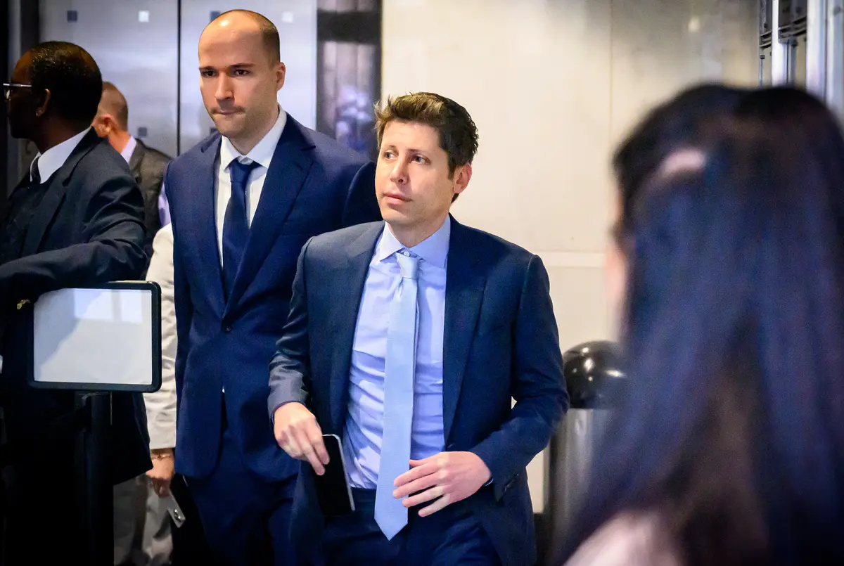 OpenAI CEO Sam Altman (R) and Greg Brockman, OpenAI president and co-founder, arrive at the federal courthouse in Oakland, Calif., on April 30, 2026. (Josh Edelson/AFP via Getty Images)