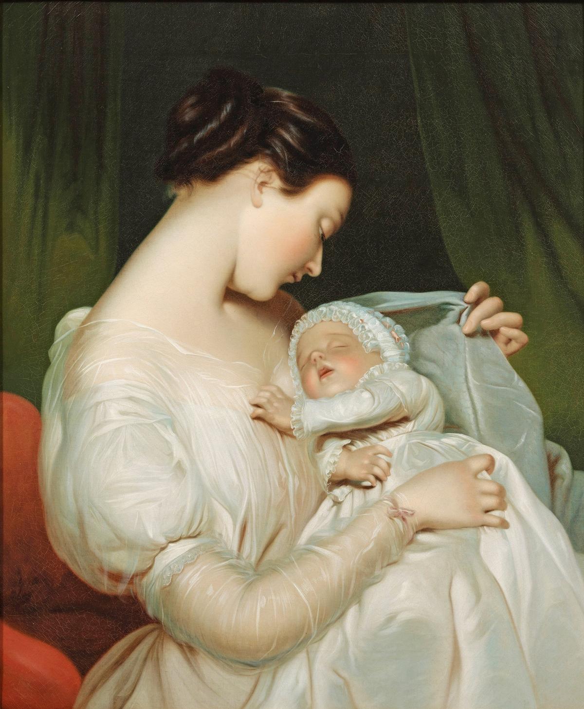 "The Artist's Wife, Elizabeth, With Her Daughter," circa 1852, by James Sant. Oil on canvas; 29 3/8 inches by 24 5/8 inches. Private collection. (Public Domain)