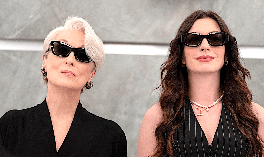 Miranda Priestly (Meryl Streep, L) and Andy (Anne Hathaway), in "The Devil Wears Prada 2." (20th Century Studios)