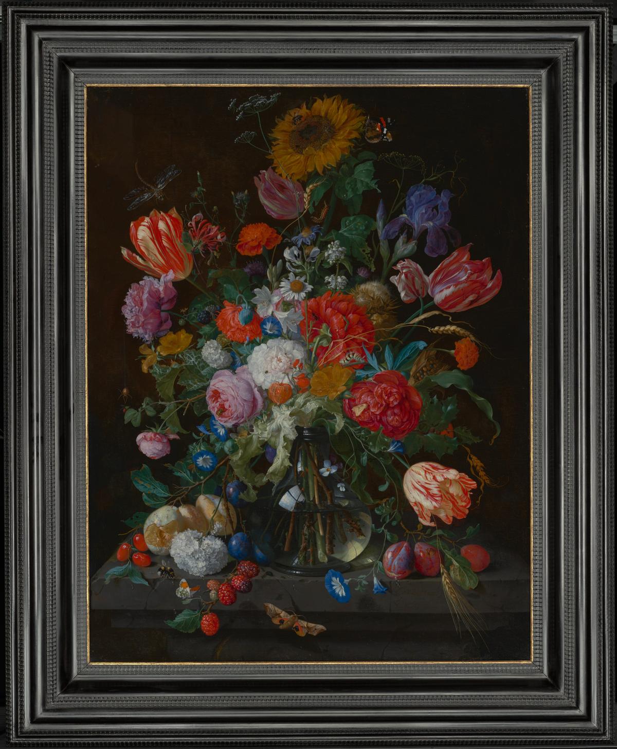 "Glass Vase With Flowers and Fruit," 1673–1674, by Jan Davidsz. de Heem. Getty Center, Los Angeles. (Public Domain)