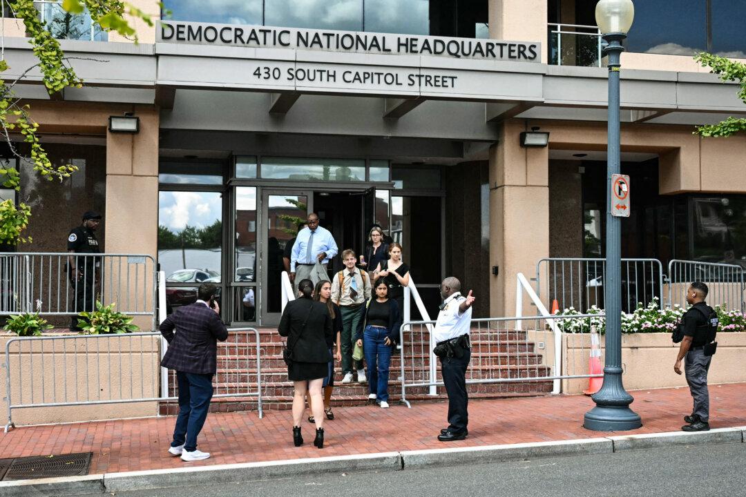 The Democratic National Committee headquarters near Capitol Hill in Washington on Sept. 11, 2025. Ken Martin said the committee funds infrastructure that every Democratic campaign depends on, including a voter file that costs more than $10 million a year to maintain. (Jim Watson/AFP via Getty Images)