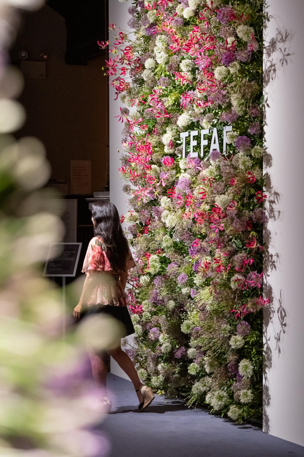 Artfully arranged flowers are always an outstanding feature of both the New York fair and its original location in Maastricht, Netherlands. (Courtesy of TEFAF New York)