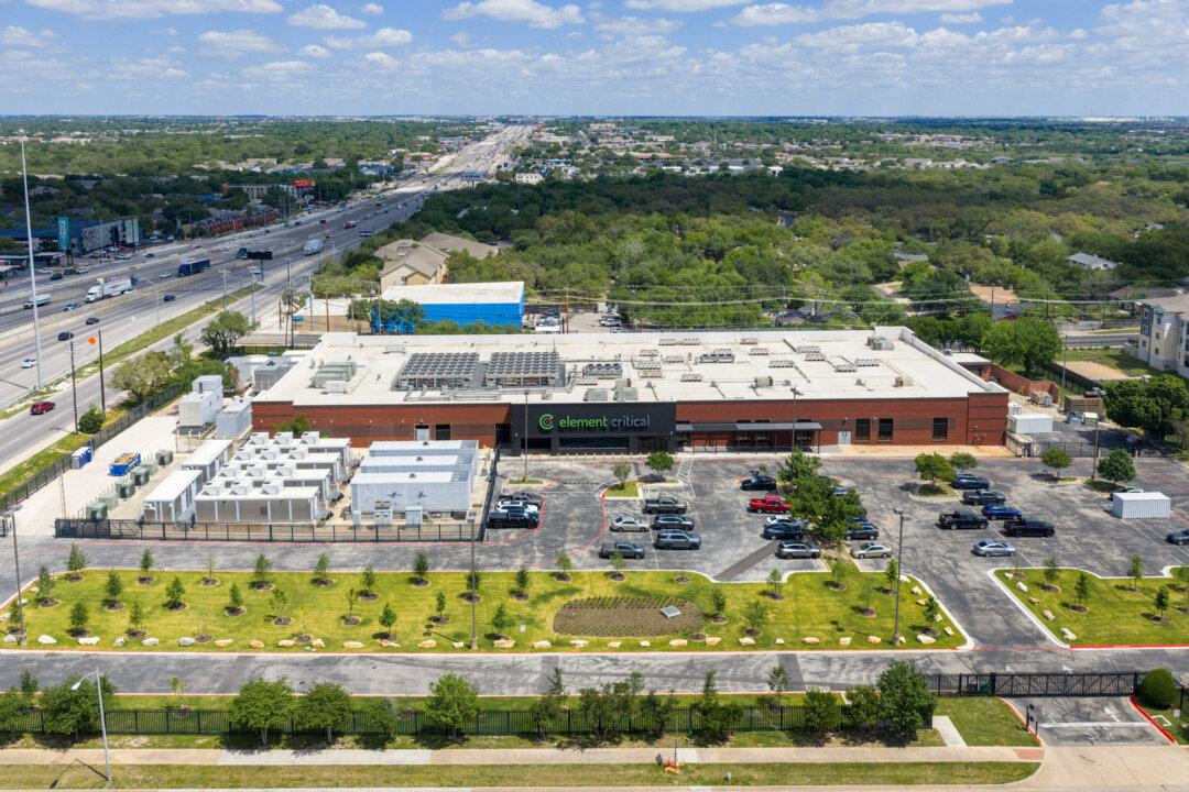 In an aerial view, the Elemental Critical Data Center facility is seen in Austin, Texas, on April 8, 2026. Virginia, Texas, and California lead the nation in the number of data centers, according to data provided by infrastructure intelligence and mapping platform Data Center Map. (Brandon Bell/Getty Images)