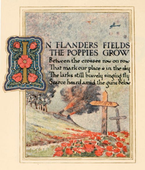 Content from a limited edition book containing the illustrated poem "In Flanders Fields," 1921. (Public Domain)