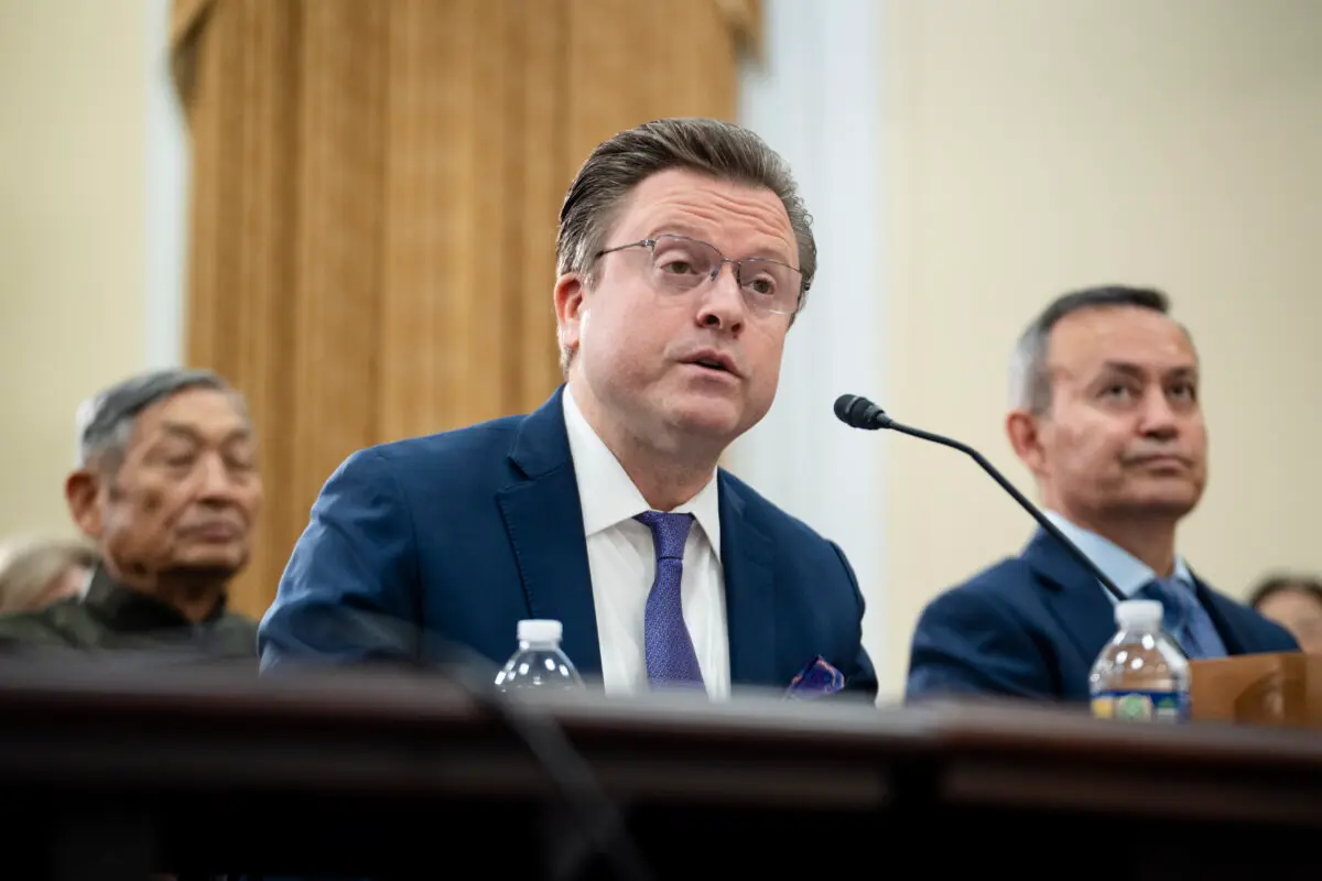 Jan Jekielek, Epoch Times senior editor and author of "Killed to Order" testifies before the Congressional-Executive Commission on China on Capitol Hill in Washington on May 14, 2026. (Madalina Kilroy/The Epoch Times)