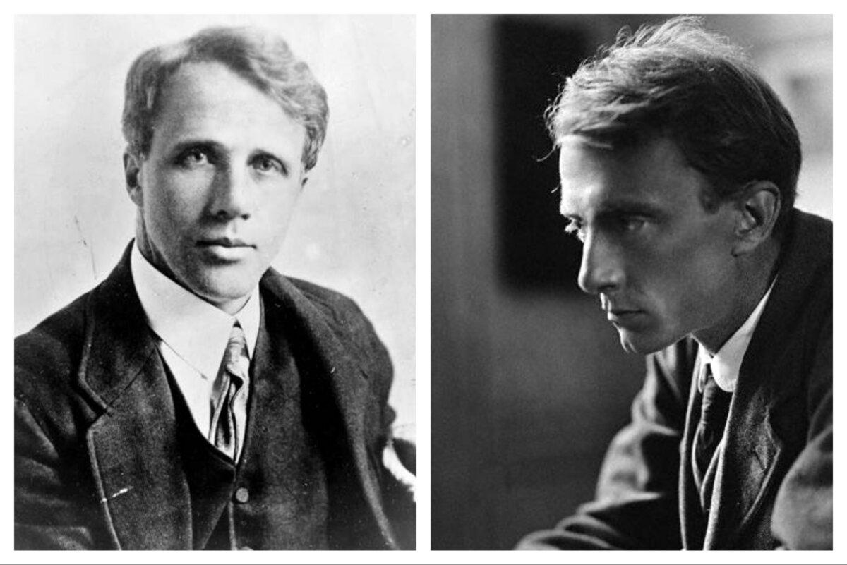 (Left) Robert Frost wrote a poem about his friend, Edward Thomas, on his indecisiveness on which paths to take when they go on their walks. (Right) Thomas. (Public Domain)
