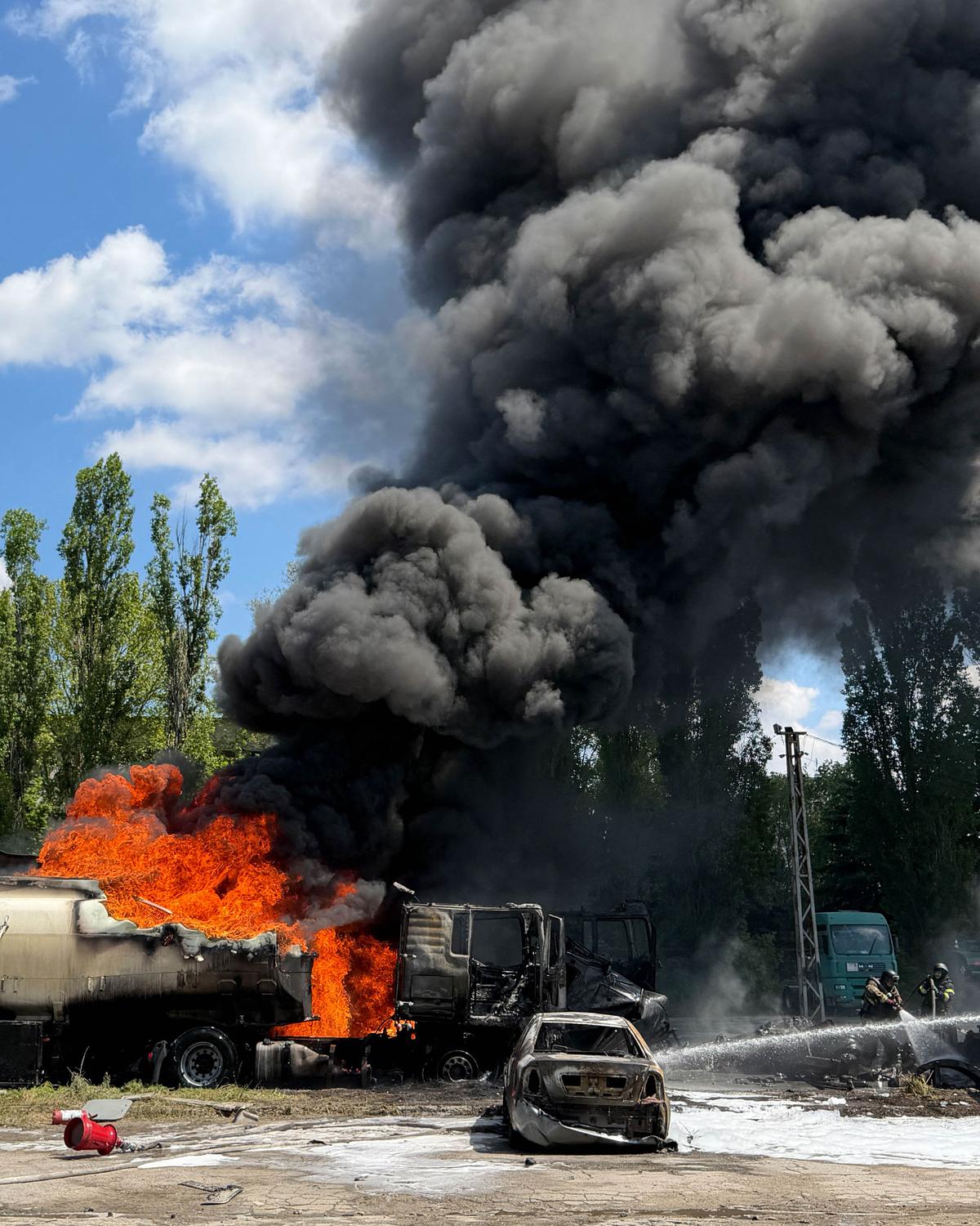 Day in Photos: Air Attack in Ukraine, Protests in Greece, Walk for Peace in Indonesia