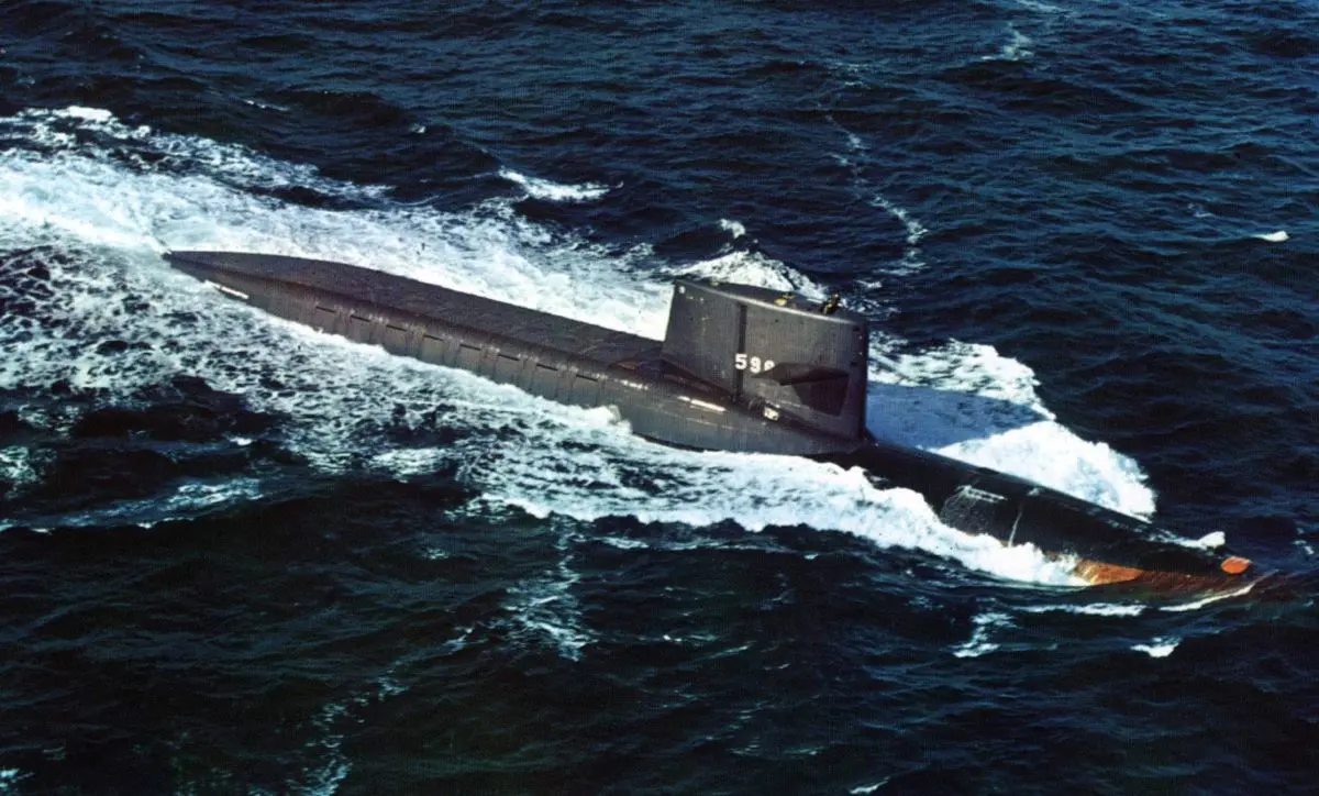 USS George Washington, the lead boat of the U.S. Navy's first class of Fleet Ballistic Missile submarines. George Washington was the first operational nuclear-powered multi-missile strategic deterrence asset fielded by any navy. (Public Domain)
