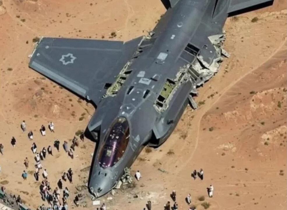 (Left) An AI-generated deepfake image falsely depicting the Hollywood sign during the 2025 California wildfires. (Right) A widely shared AI-generated image falsely claiming to show a damaged Israeli jet, first posted on Threads in June 2025. Researchers have linked the growing volume of machine-assisted content to increased “cognitive offloading.” (Public Domain, @smc_investor/Public Domain, CC0)