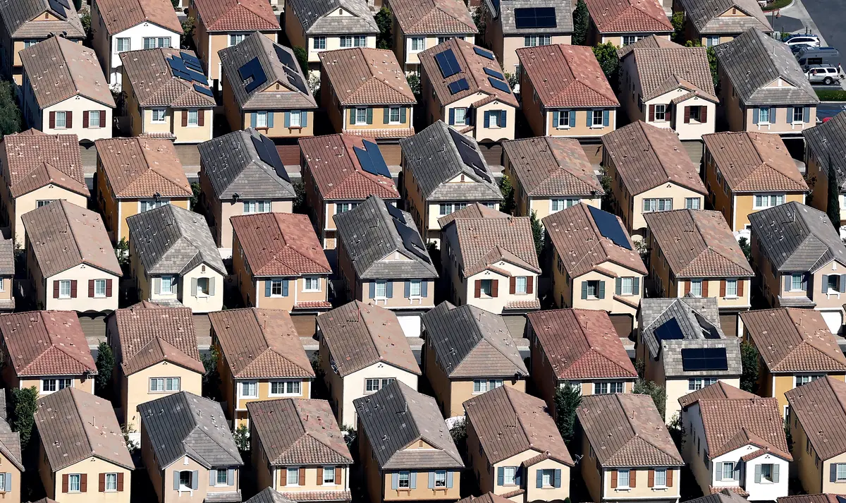 An aerial view of a residential housing development in Los Angeles on April 3, 2025. (Mario Tama/Getty Images)