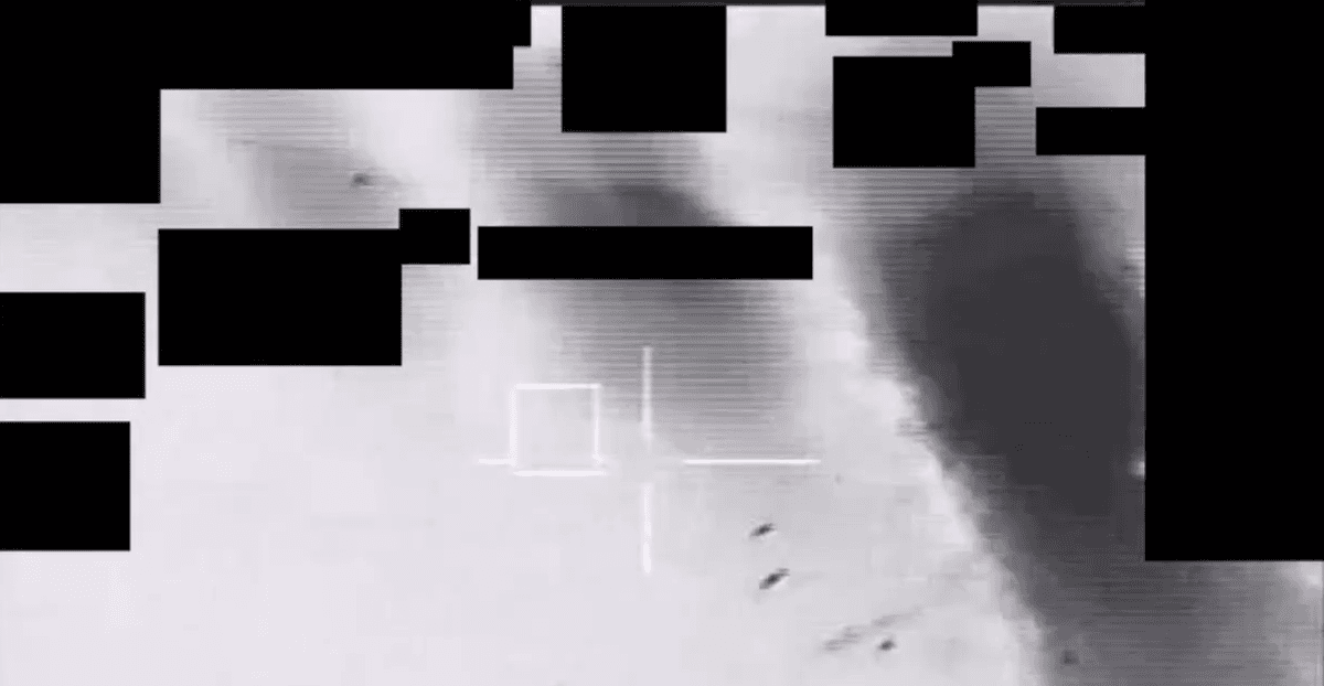 Fragments fall from the UAP after it was shot. (Department of War)