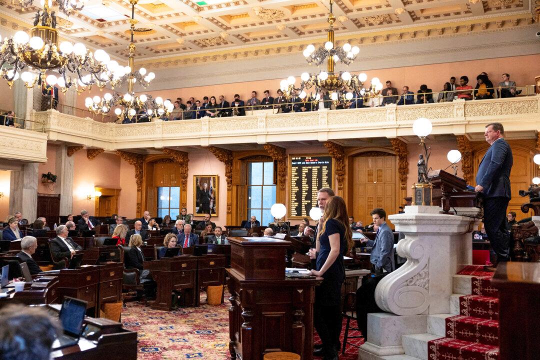 The Ohio House of Representatives is expected to vote on whether to override the governor's veto of a bill that would ban trans procedures for minors at the Statehouse in Columbus, Ohio, on Jan. 10, 2024. (Megan Jelinger/Reuters)