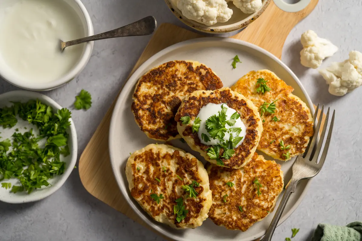 Gluten-Free Veggie Pancakes With Herbed Vegan Tzatziki
