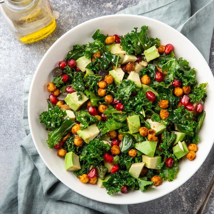 Crave-Worthy Kale Salad With Spicy Roasted Chickpeas