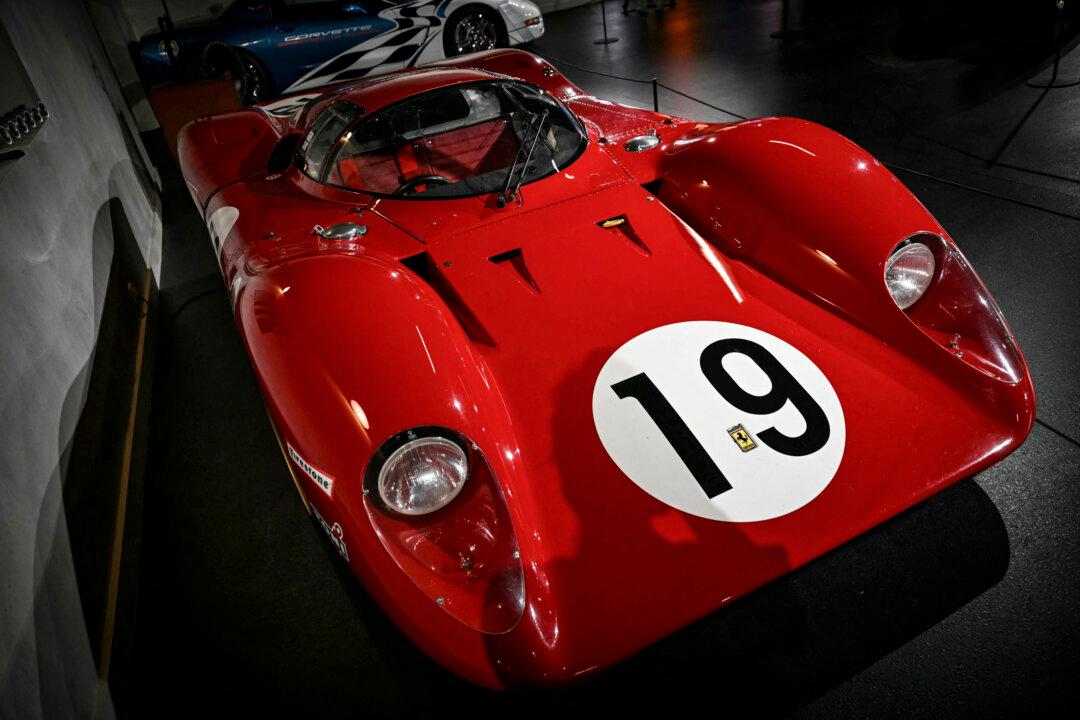 A photograph taken on May 27, 2026 shows a Ferrari 312 P of 1969 displayed during a press preview of the Museum of Motorsport "M24" in Le Mans northwestern France, on the eve of the museum opening. The M24 museum is set to open to public on May 28, 2026. (Photo by Lou BENOIST / AFP via Getty Images)