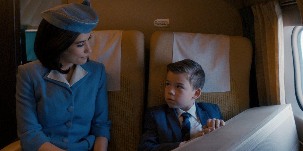 Doris (Ella Bleu Travolta) and Jeff (Clark Shotwell) have a conversation, in "Propeller One-Way Night Coach." (Apple+)