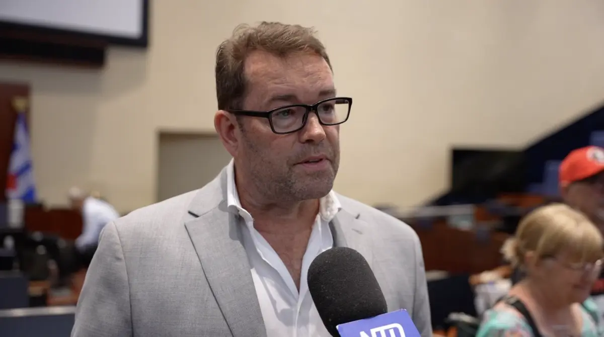 Paul Brohman attends a book talk event for New York Times best-selling author and Epoch Times senior editor Jan Jekielek's new book "Killed to Order: China’s Organ Harvesting Industry and the True Nature of America’s Biggest Adversary,” at Toronto City Hall on May 27, 2026. (NTD)