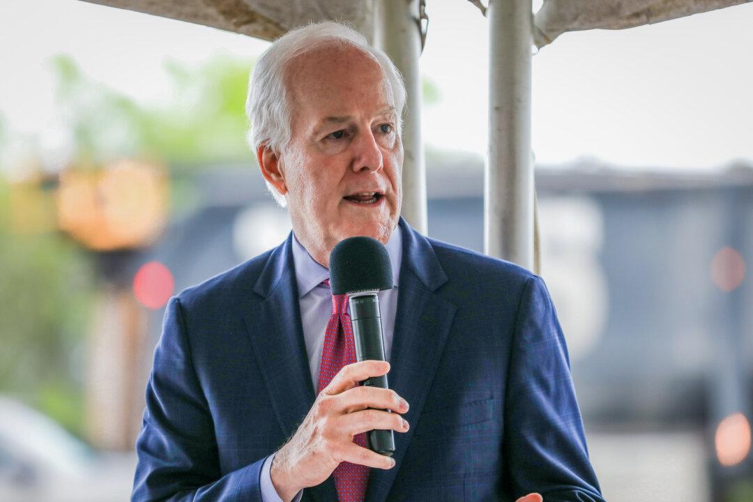 (Left) Texas Attorney General Ken Paxton in Washington on May 20, 2019. (Right) Sen. John Cornyn (R-Texas) at the newly-renamed Javier Vega, Jr., Border Patrol Checkpoint in Sarita, Texas, on March 20, 2019. (Samira Bouaou, Madalina Kilroy/The Epoch Times)