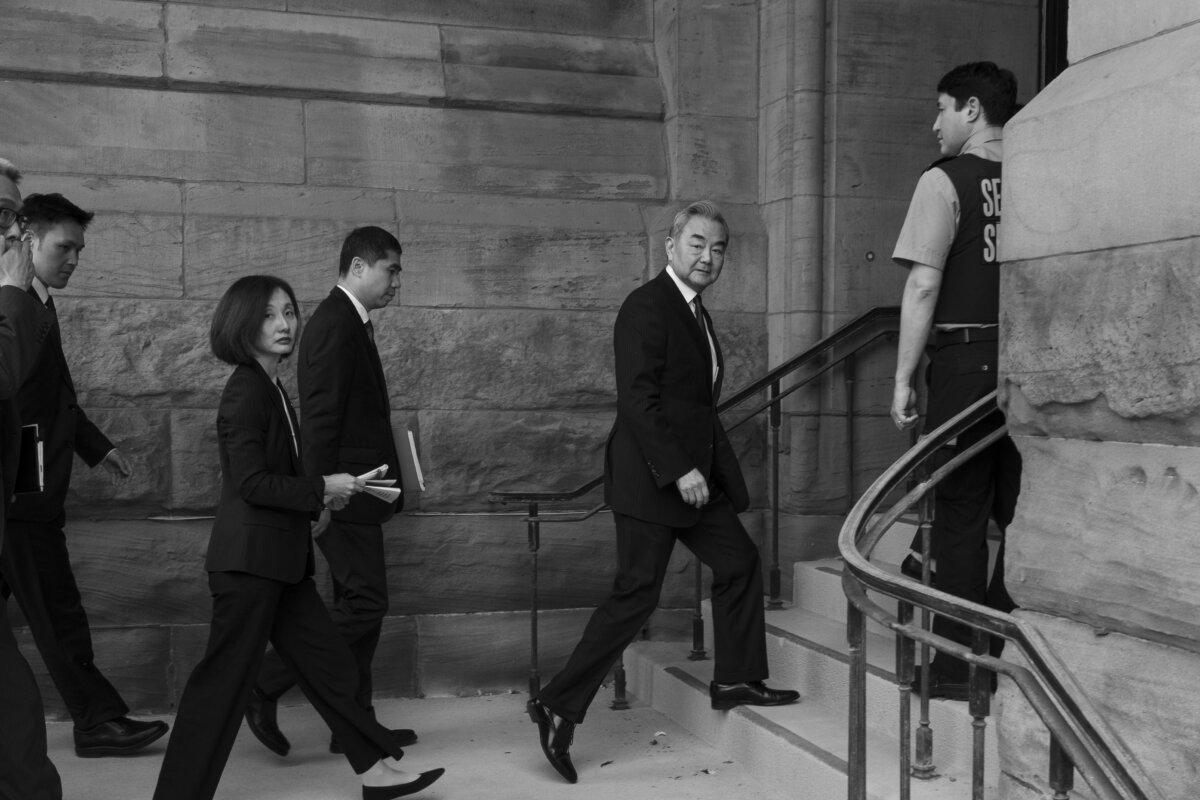 Chinese Foreign Minister Wang Yi visits Parliament Hill in Ottawa on May 29, 2026. (Evan Ning/The Epoch Times)