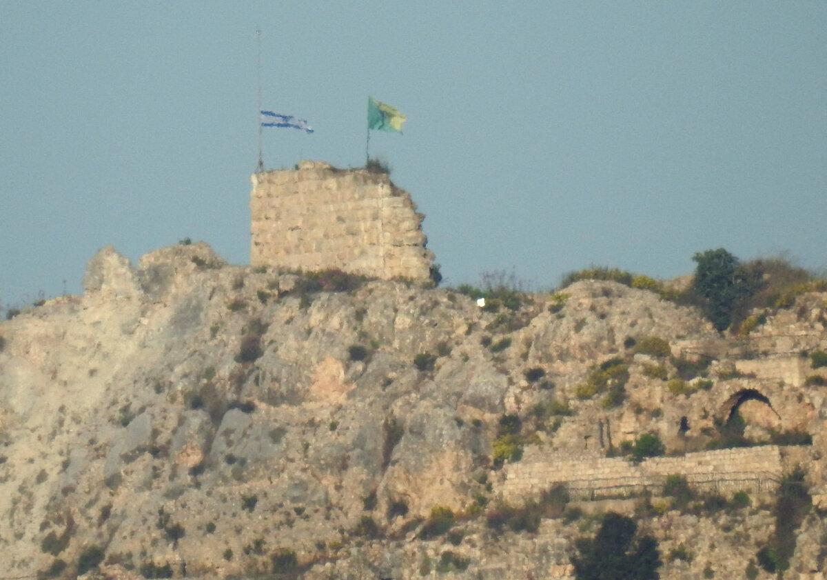 An Israeli flag is raised on Beaufort Castle, as seen from Marjayoun, southern Lebanon, on May 31, 2026. (Reuters)