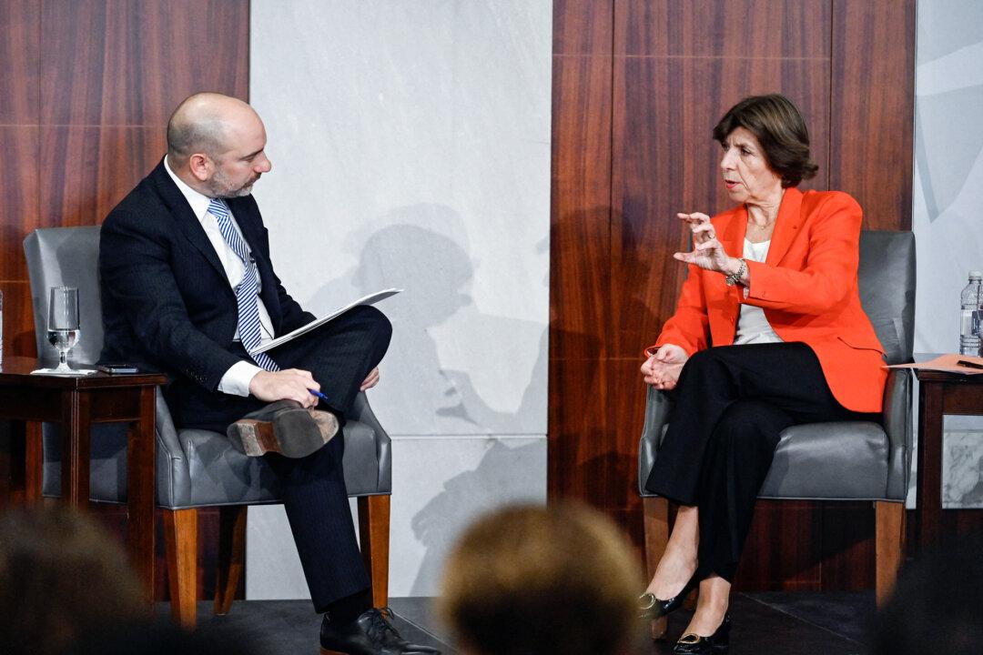 French foreign minister Catherine Colonna holds a discussion with Max Bergmann, Director, Europe Program and Stuart Center, at the Center for Strategic and International Studies in Washington on Oct. 21, 2022. Bergmann argued in January that the question of a European army needed to be revisited in Trump's second term. (Olivier Douliery/AFP via Getty Images)