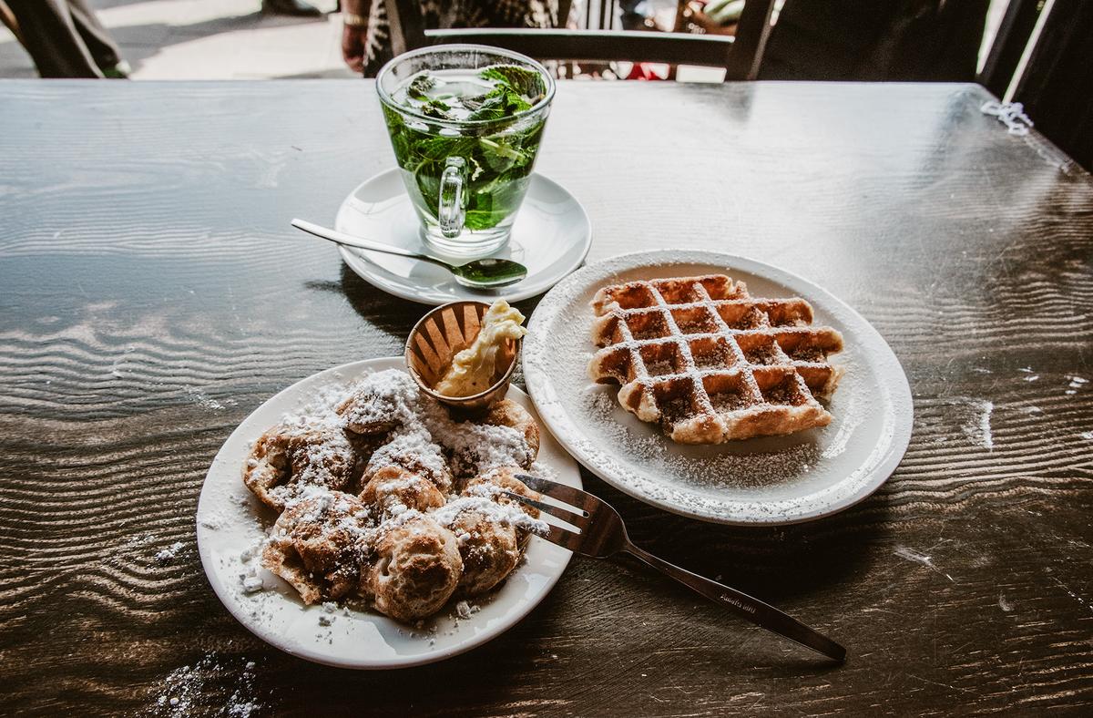 Sweets to the sweet: a waffle and other pastries pair well with mint tea. (Sergio Amiti/Getty Images)