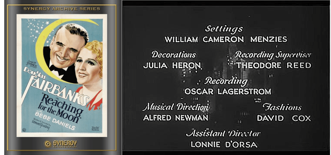 Alfred Newman’s first credit as a music director in “Reading for the Moon.” (United Artists)