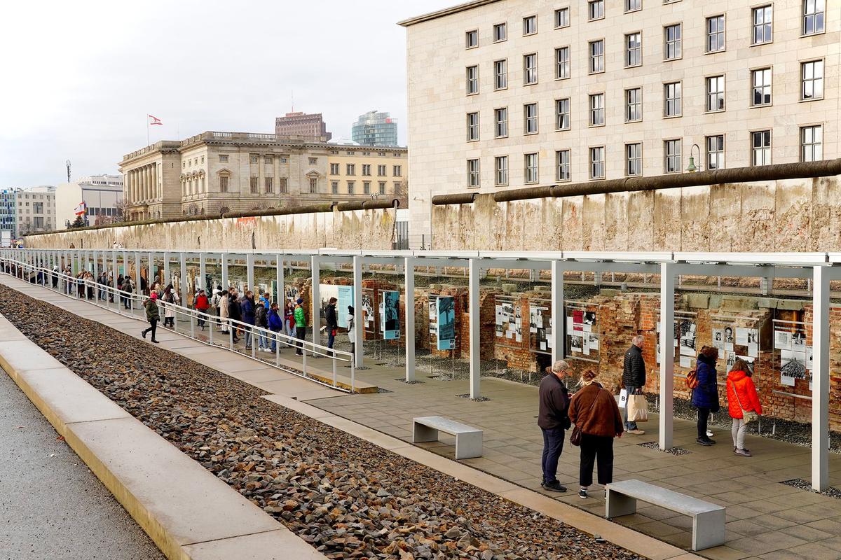 One of the last remaining sections of the Berlin Wall is preserved at the Topography of Terror Museum's exhibition trench. (George Wirt/Shutterstock)