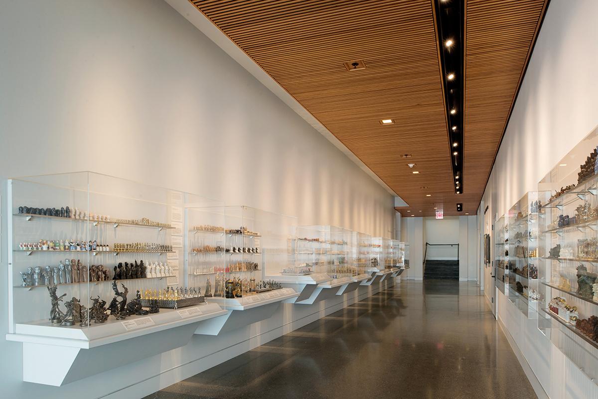 George E. Muehleck, Jr. Gallery of International Chess Sets at Maryhill Museum displays over 80 of the 400 chess sets at a given time. A 1957 exhibit curated by the museum’s director Clifford Dolph led to the creation of this permanent exhibit of chess sets. (Robert Reynolds/Maryhill Museum of Art)