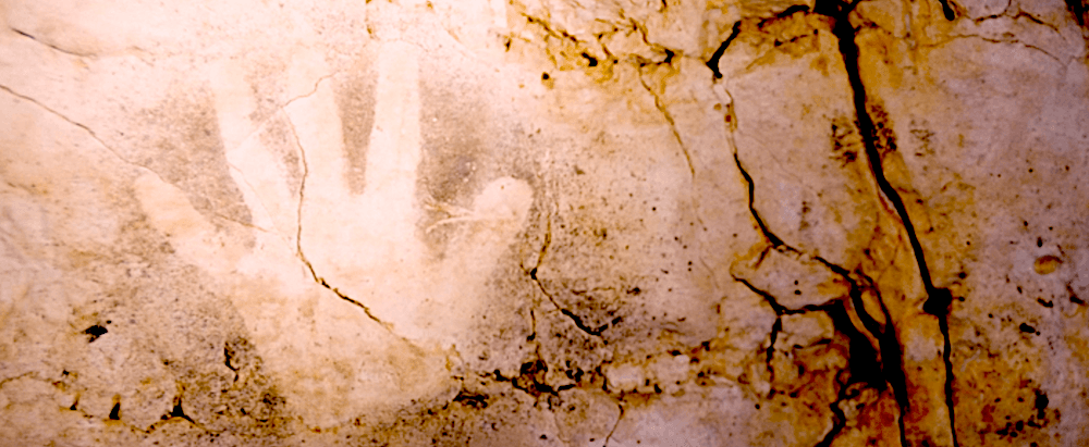 Photo of an ancient handprint on a Yucatan cave wall in "Underland." (Oscilloscope Laboratories)