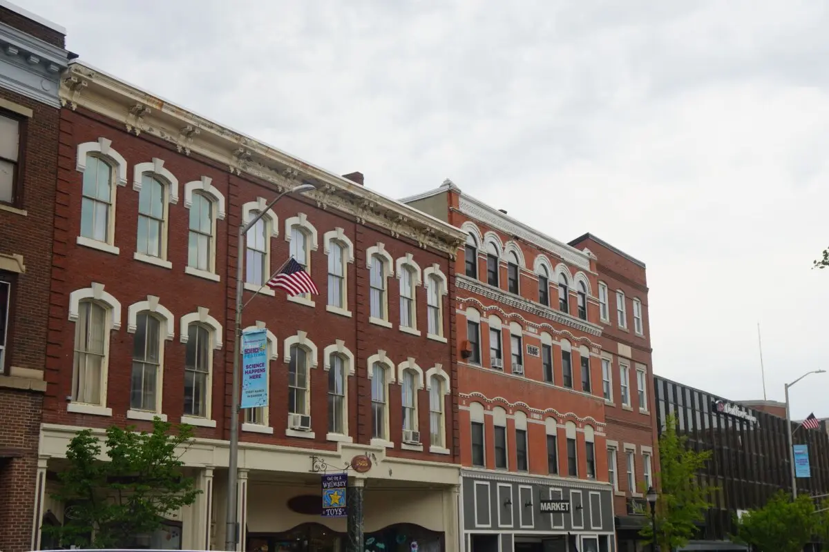 The skyline of downtown Bangor, Maine, on June 6, 2026. (Nathan Worcester/The Epoch Times)