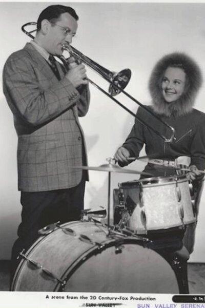 Glenn Miller and Sonia Henie on the set of "Sun Valley Serenade." (20th Century Fox)