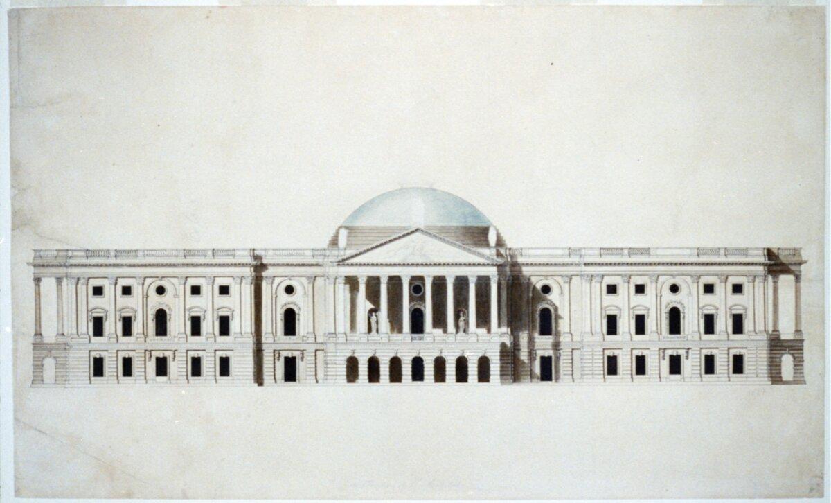 William Thornton's approved design for the Capitol, 1793. (Public Domain)