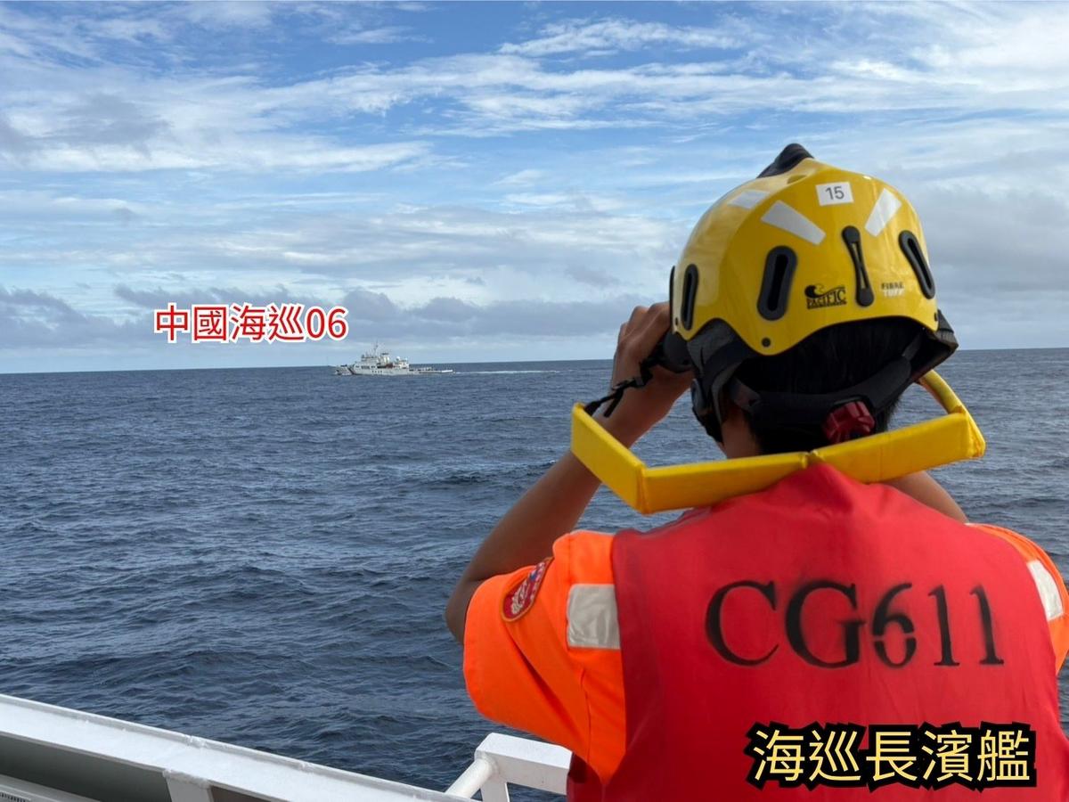 Taiwan Coast Guard vessels monitor and broadcast warnings to Chinese ships Hai Xun 06, Hai Xun 08, Hai Xun 09, and Dong Hai Jiu 113 in waters 30 nautical miles southwest of Eluanbi, Taiwan, on June 7, 2026. (Taiwan Coast Guard Administration)