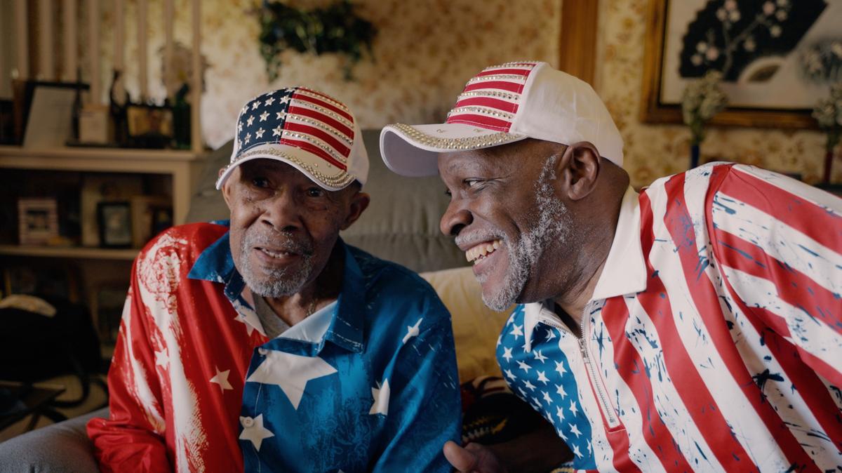 Korean War veteran Albert Brayboy and his son, Albert Jr., a Navy veteran, were grand marshals of the 2019 Three Oaks Flag Day Parade. (Courtesy of Shea Productions.)