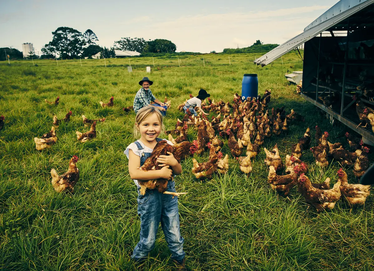 Family farms rely on food production, land ownership, and animal care. Often, the entire family is involved. (pixdeluxe/Getty Images)