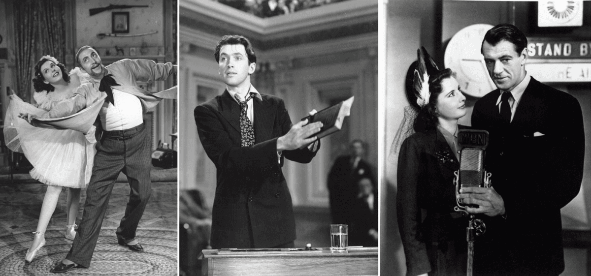 Dimitry Tiomkin scored film music for several of Frank Capra most loved films: (L–R) “You Can’t Take it With You,” “Mr. Smith Goes to Washington,” and “Meet Jon Doe.” (Warner Bros.)