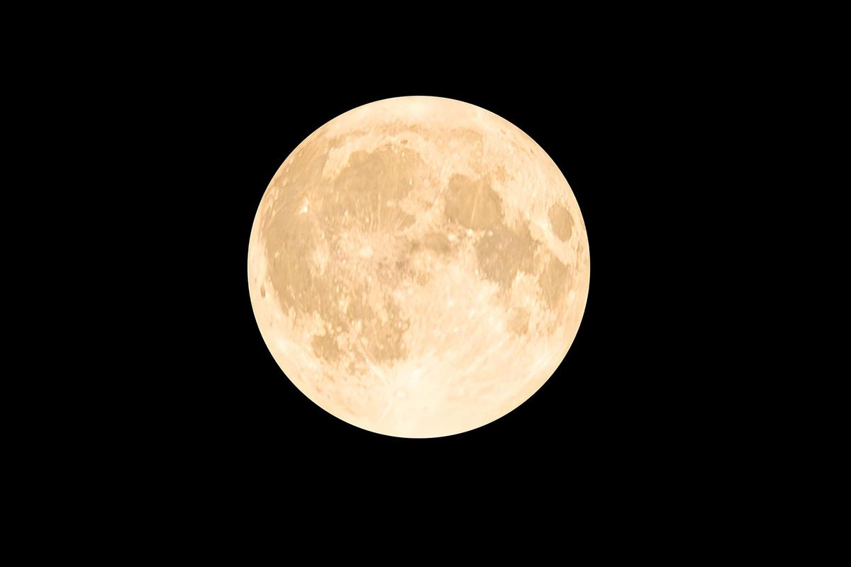 An amber-hued full moon. (Shutterstock/Beautiful landscape)