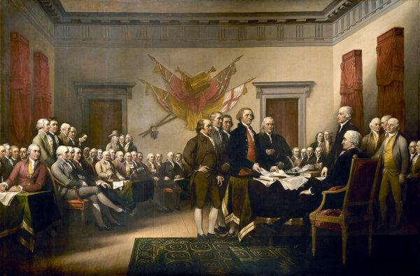 "Declaration of Independence," 1819, by John Trumbull. McKean is featured among the revolutionary delegates representing Delaware. (Public Domain)