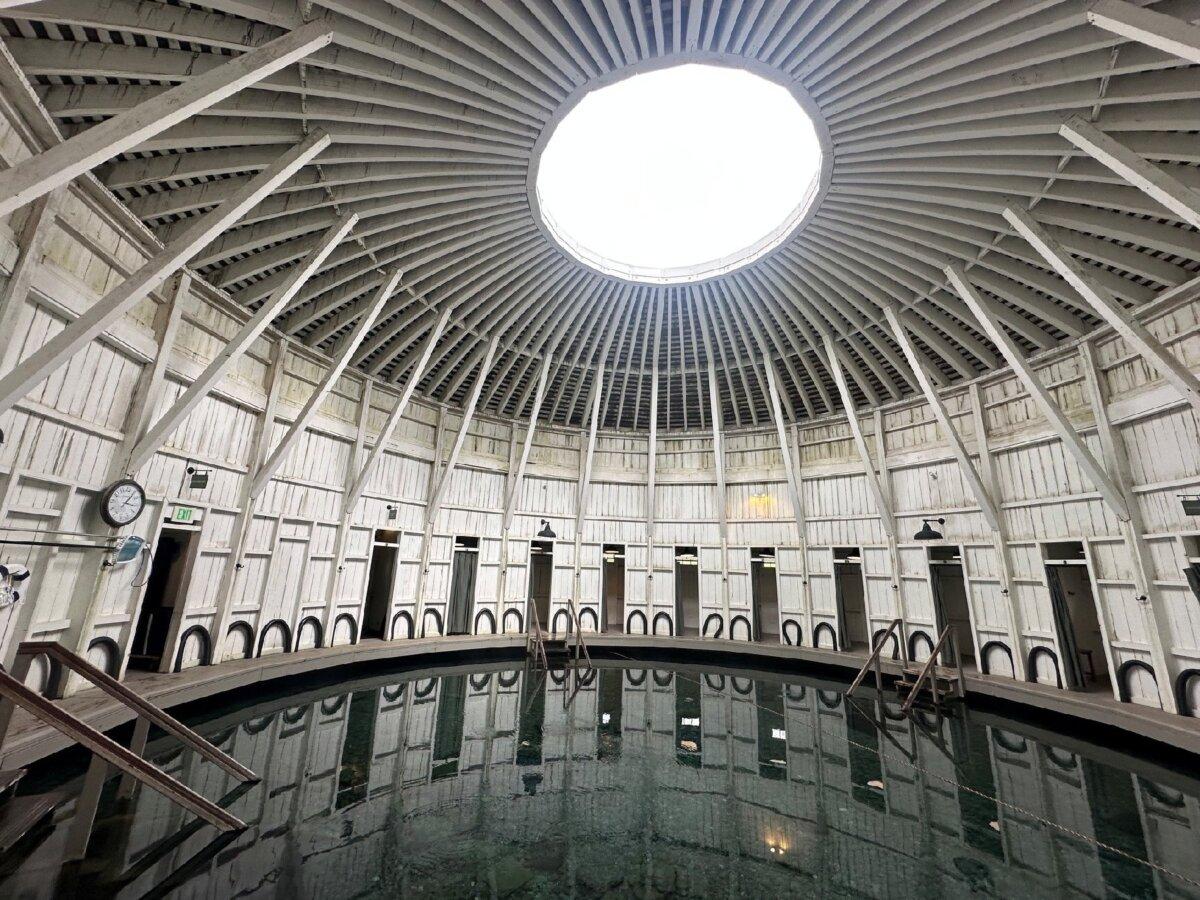 A soak in the historic Ladies' Bathhouse at Warm Springs Pools in Bath County, Va., is a must for visitors. (Candyce H. Stapen)