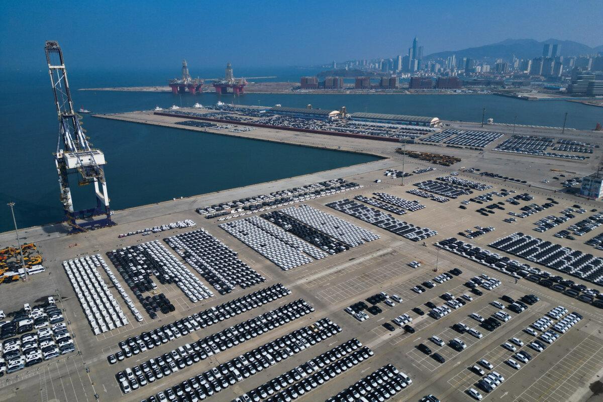 Domestic vehicles waiting to be loaded for export in Yantai, China, on April 10, 2026. (Getty Images)