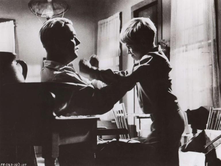 John Chandler (Alan Ladd) in a tense encounter with his son David (David Ladd), in "Proud Rebel." (Formosa Productions)