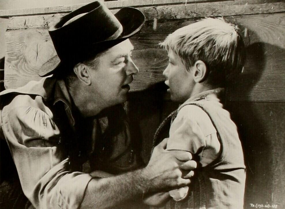 John Chandler (Alan Ladd, L) will do anything to help his son David (David Ladd), in "Proud Rebel." (Formosa Productions)