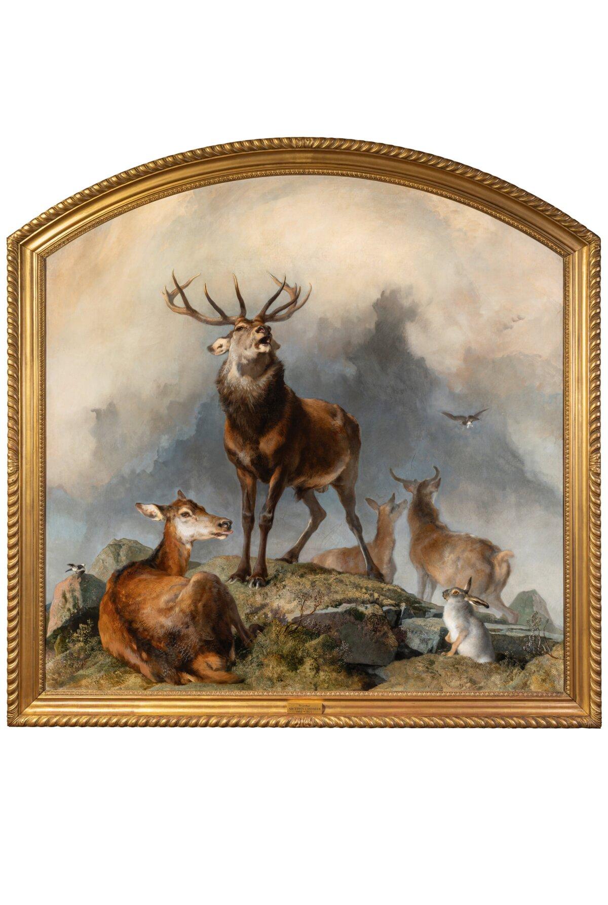 “Scene in Braemar—Highland Deer,” 1857, by Sir Edwin Henry Landseer. On July 1, 2026, Sotheby’s will auction the work for an estimated 3 to 4 million pounds. (Courtesy of Sotheby’s)