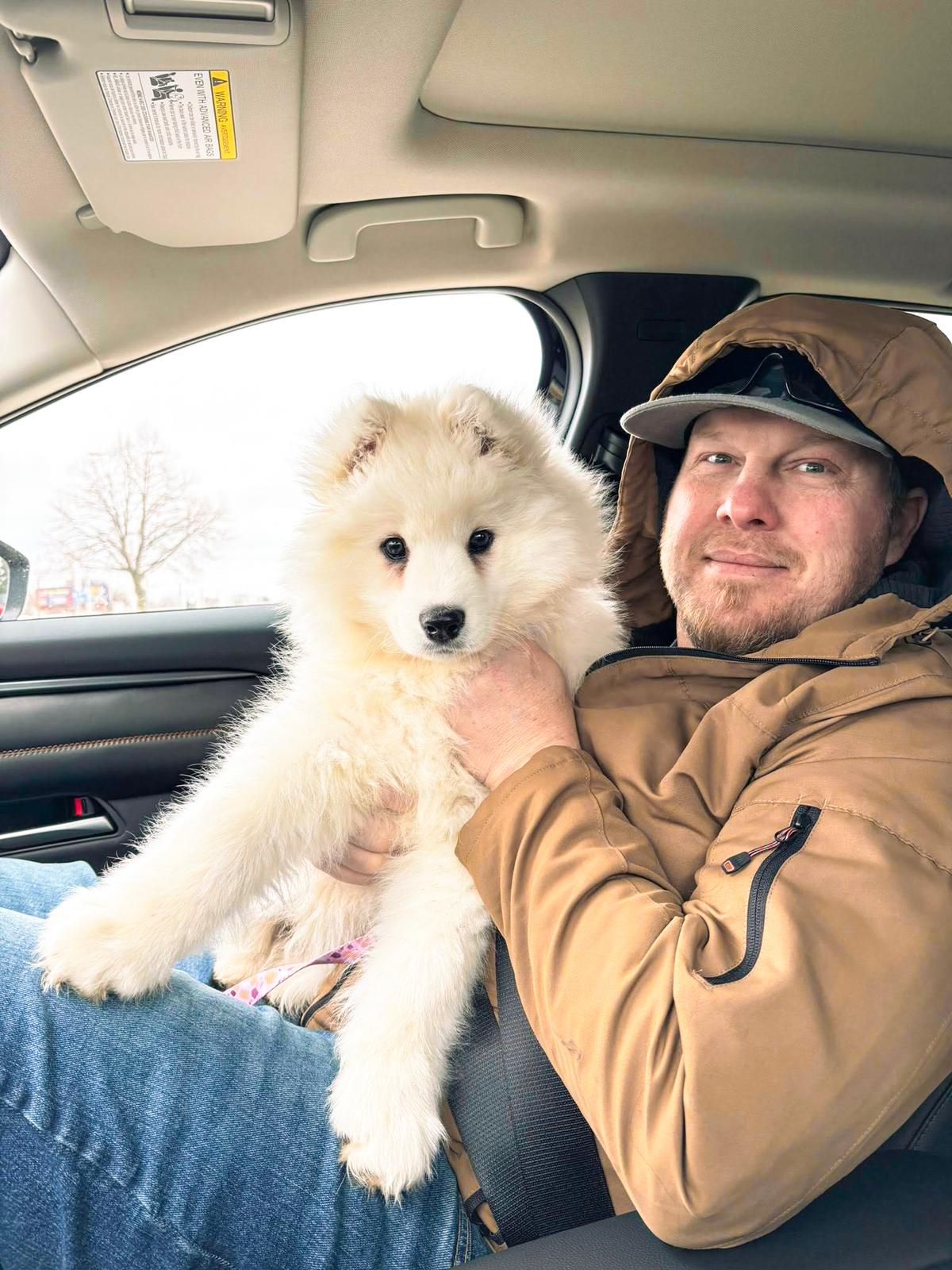 Cookie is a puppy from the same rescue. She is now in North Carolina with a Samoyed and pitbull sibling. (Timothy Gebhart)