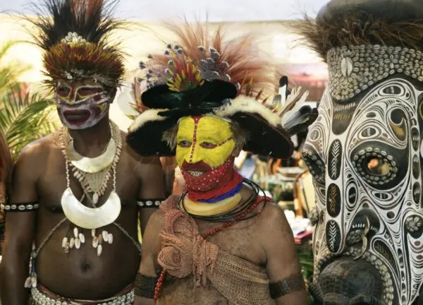 A delegation from Papua New Guinea during the International Tourism Fair in Berlin on March 8, 2007. (AP Photo/ Jan Bauer)