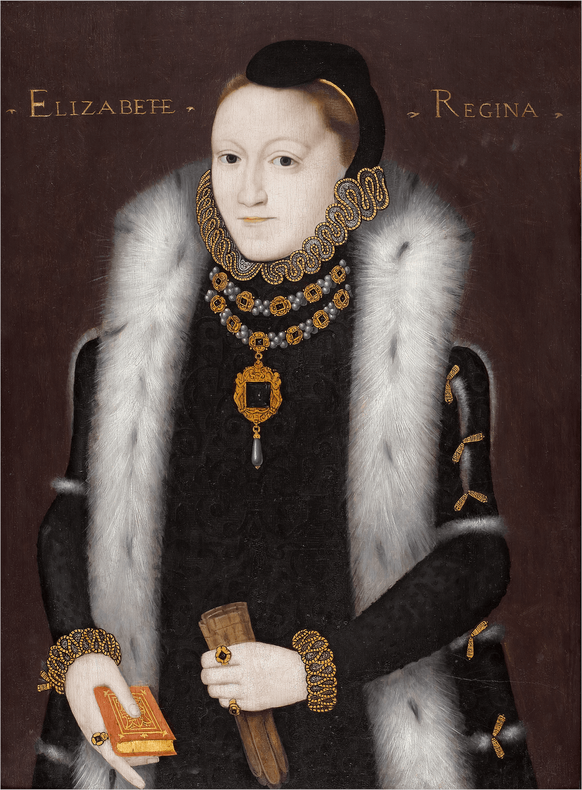 The "Clopton" portrait of Queen Elizabeth I, circa 1558, by the English School. Oil on panel; 26 1/2 inches by 19 1/8 inches. Private collection. (Courtesy of Philip Mould & Company)