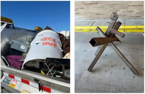 Examples of blockades opponents used against U.S. Immigration and Customs Enforcement agents in Minnesota. (Courtesy of Homeland Security)